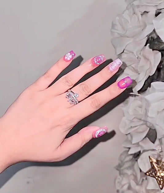 “Pink Fantasy – Bow, Bloom & Shine Nails”