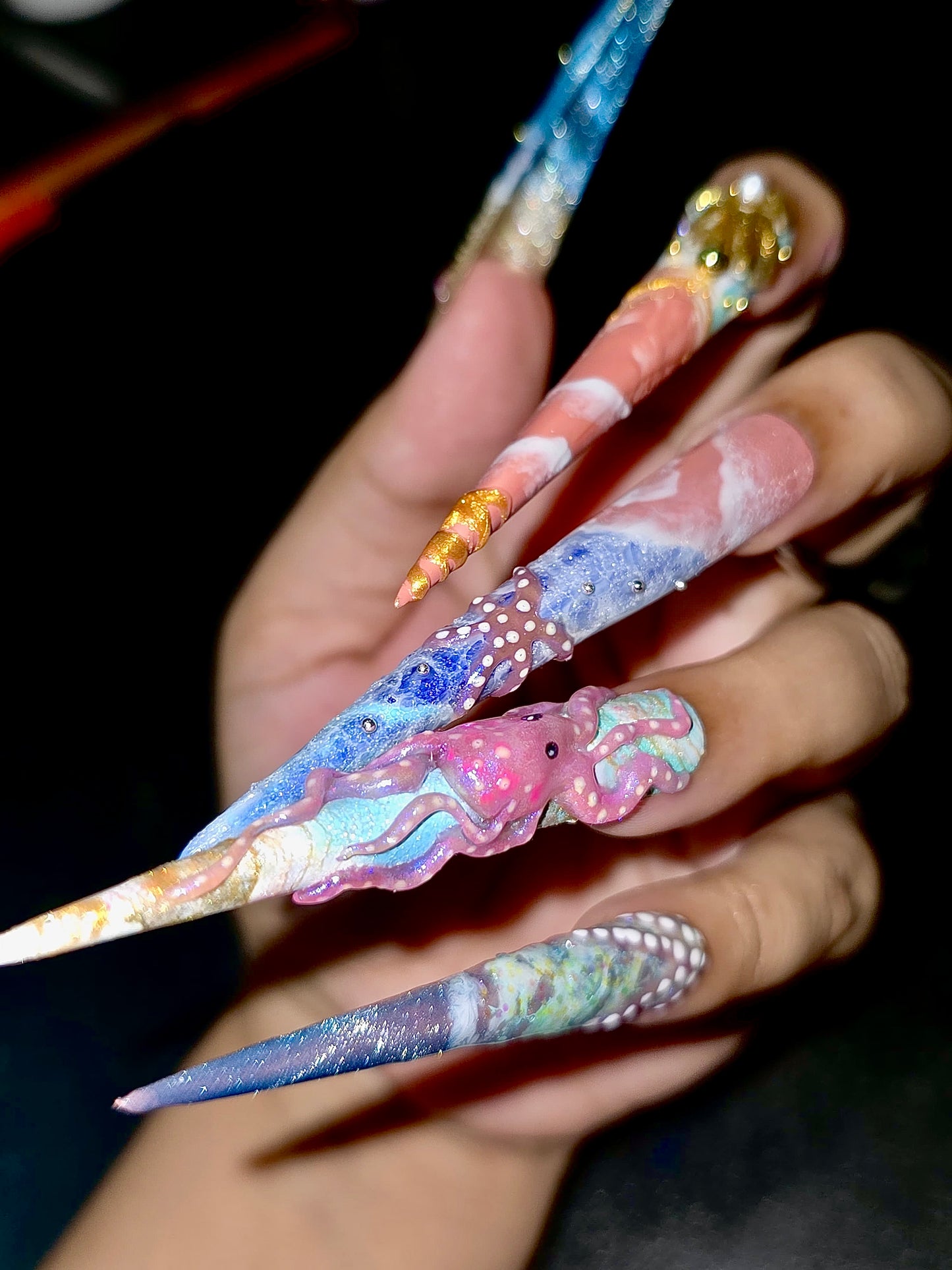 “Undersea Fantasy: 3D Ocean Life Press-On Nails”