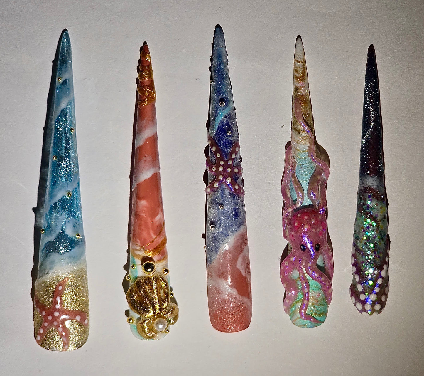 “Undersea Fantasy: 3D Ocean Life Press-On Nails”