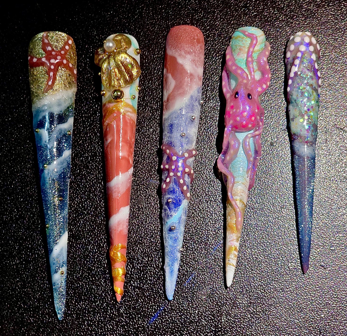 “Undersea Fantasy: 3D Ocean Life Press-On Nails”