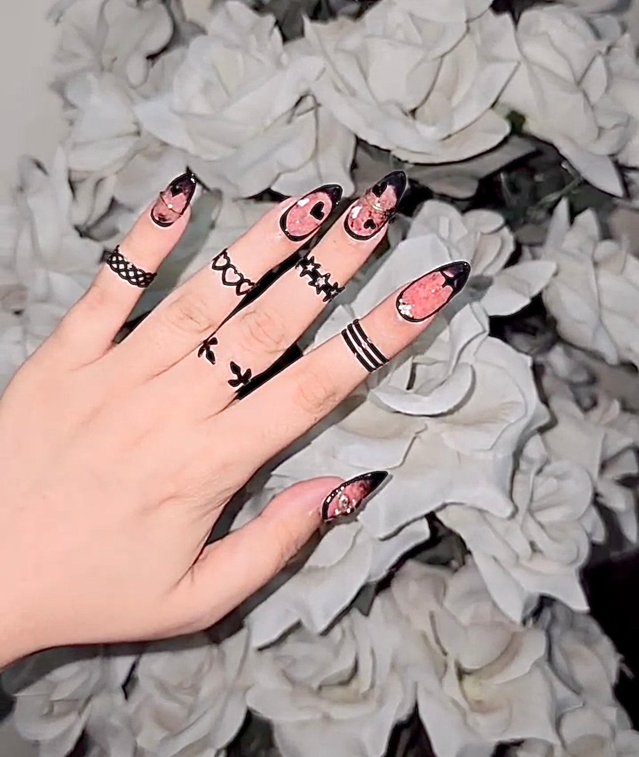 “Pink Whisper with Black Elegance”