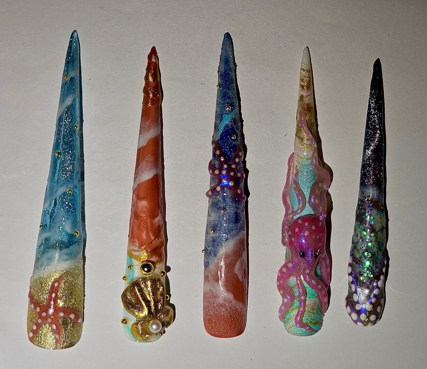 “Undersea Fantasy: 3D Ocean Life Press-On Nails”