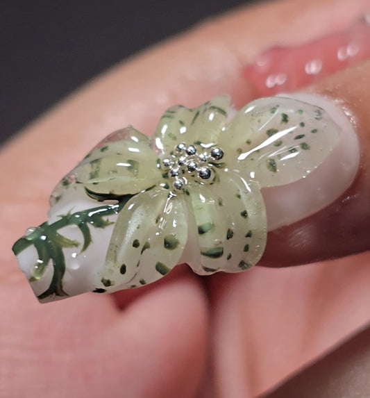 3D Floral Jelly Nails – Pink & White Blossom Design