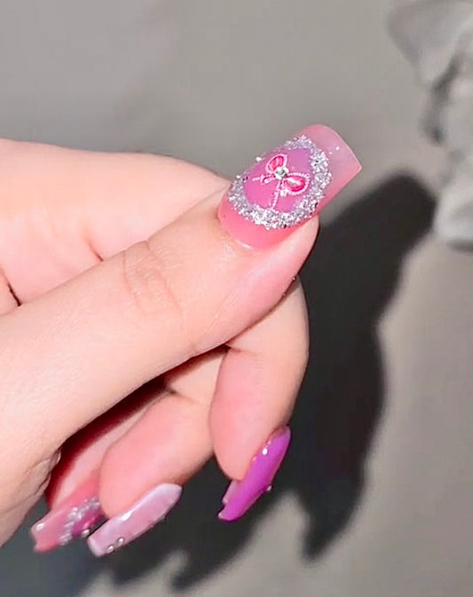 “Pink Fantasy – Bow, Bloom & Shine Nails”