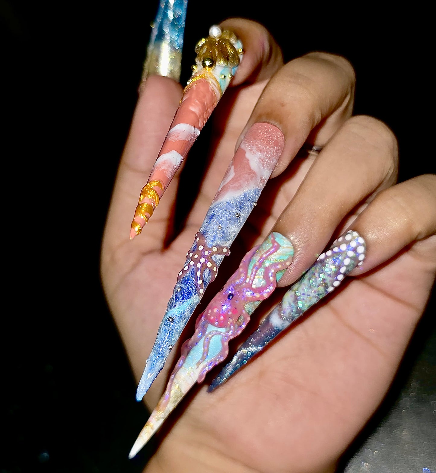 “Undersea Fantasy: 3D Ocean Life Press-On Nails”